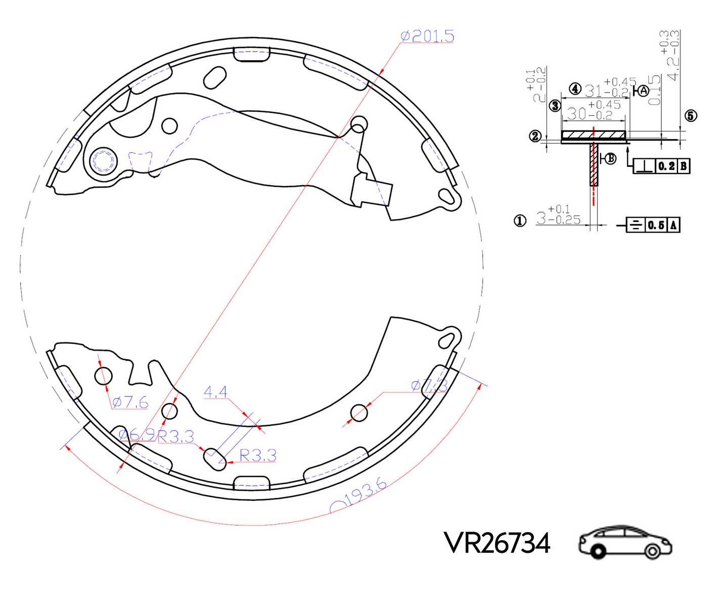 КОЛОДКИ ЗАДНИЕ SOLARIS II 17- RIO IV 17- БАРАБАННЫЕ 203x32 (VOLRAM) VR26734